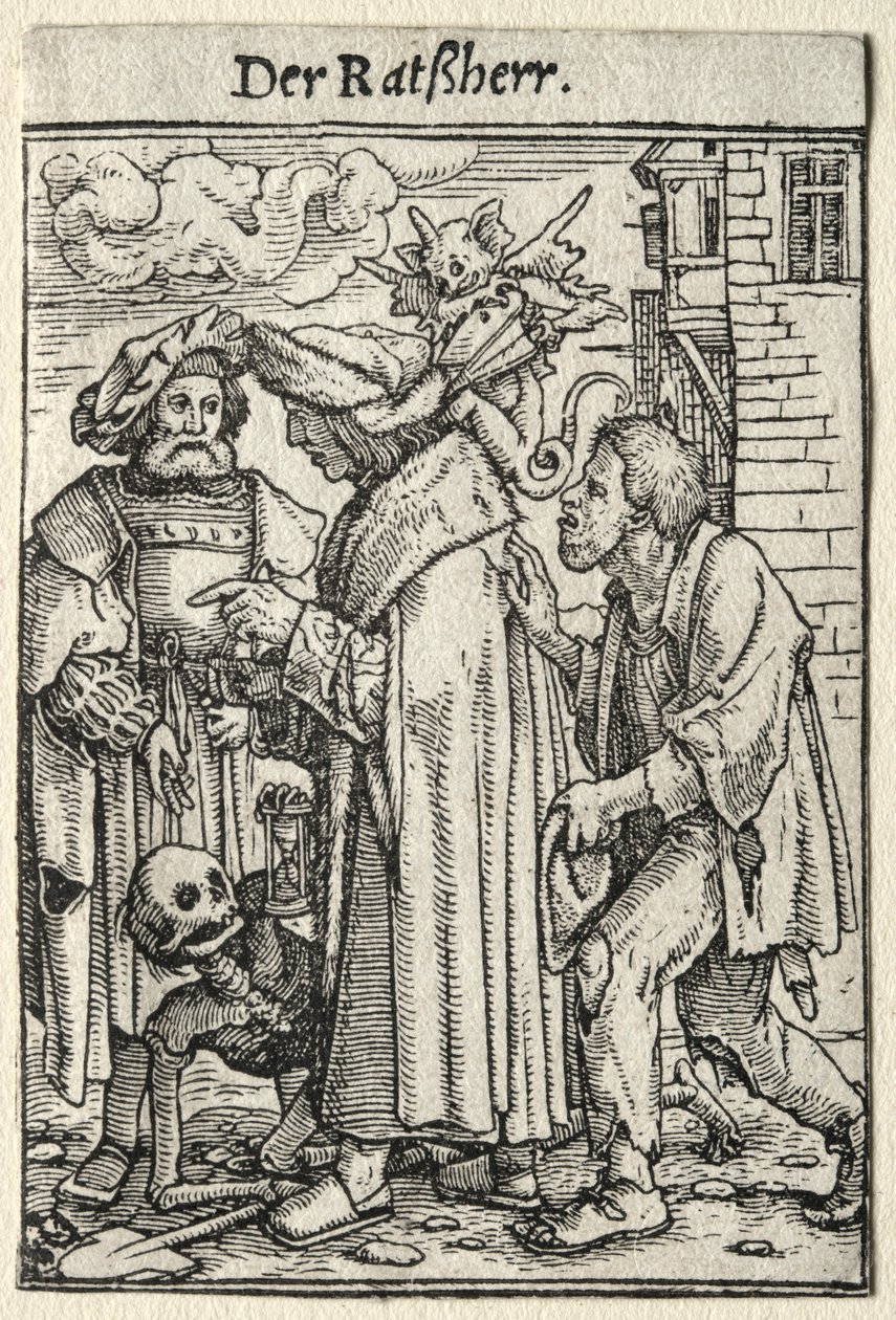 Haláltánc: A tanácsos. alkotó: Hans Holbein