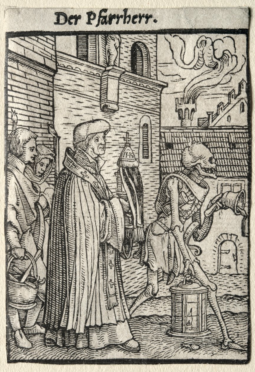 Haláltánc: A lelkész. alkotó: Hans Holbein