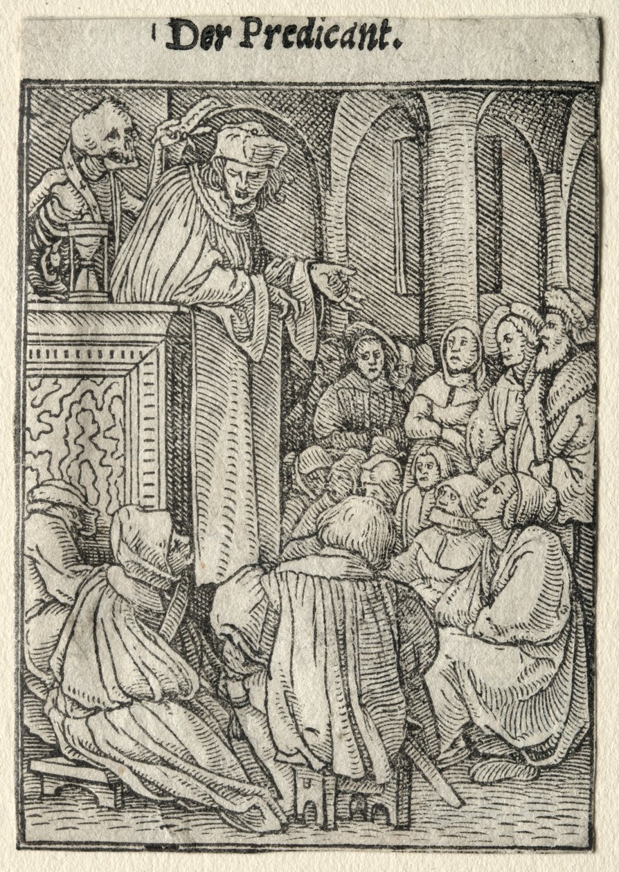 Haláltánc: A prédikátor. alkotó: Hans Holbein