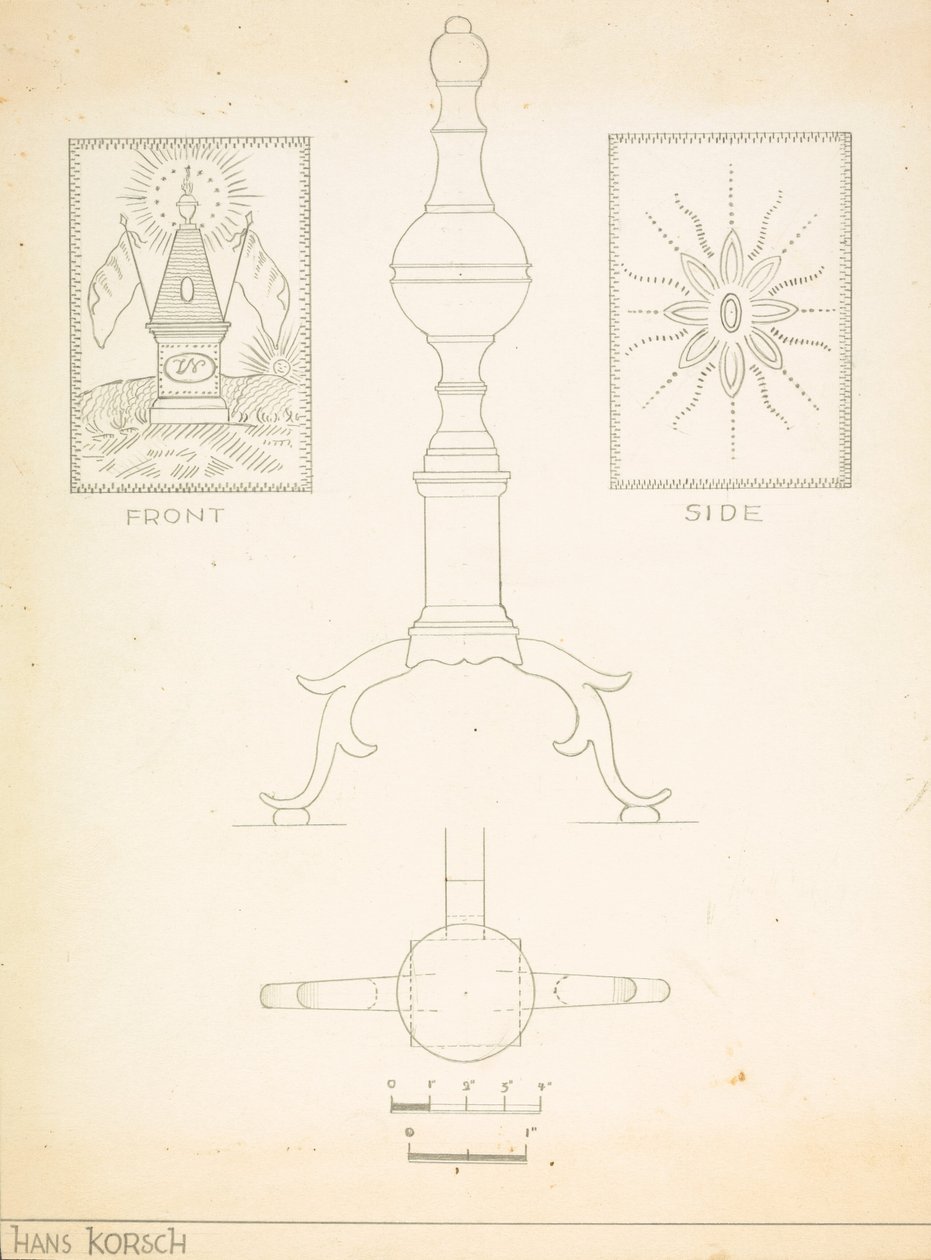 Andiron (egyik a párból) alkotó: Hans Korsch
