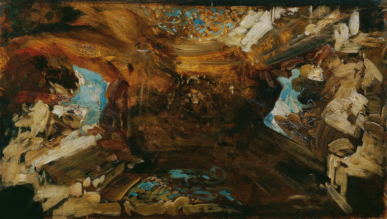 Színes vázlat a mennyezethez "A világ négy része" alkotó: Hans Makart