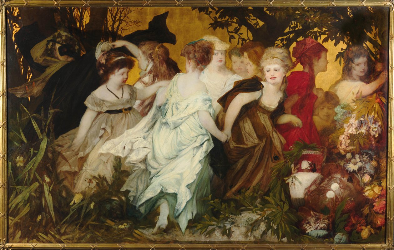 Modern Amoretti, Triptichon, bal oldali panel, 1868. alkotó: Hans Makart
