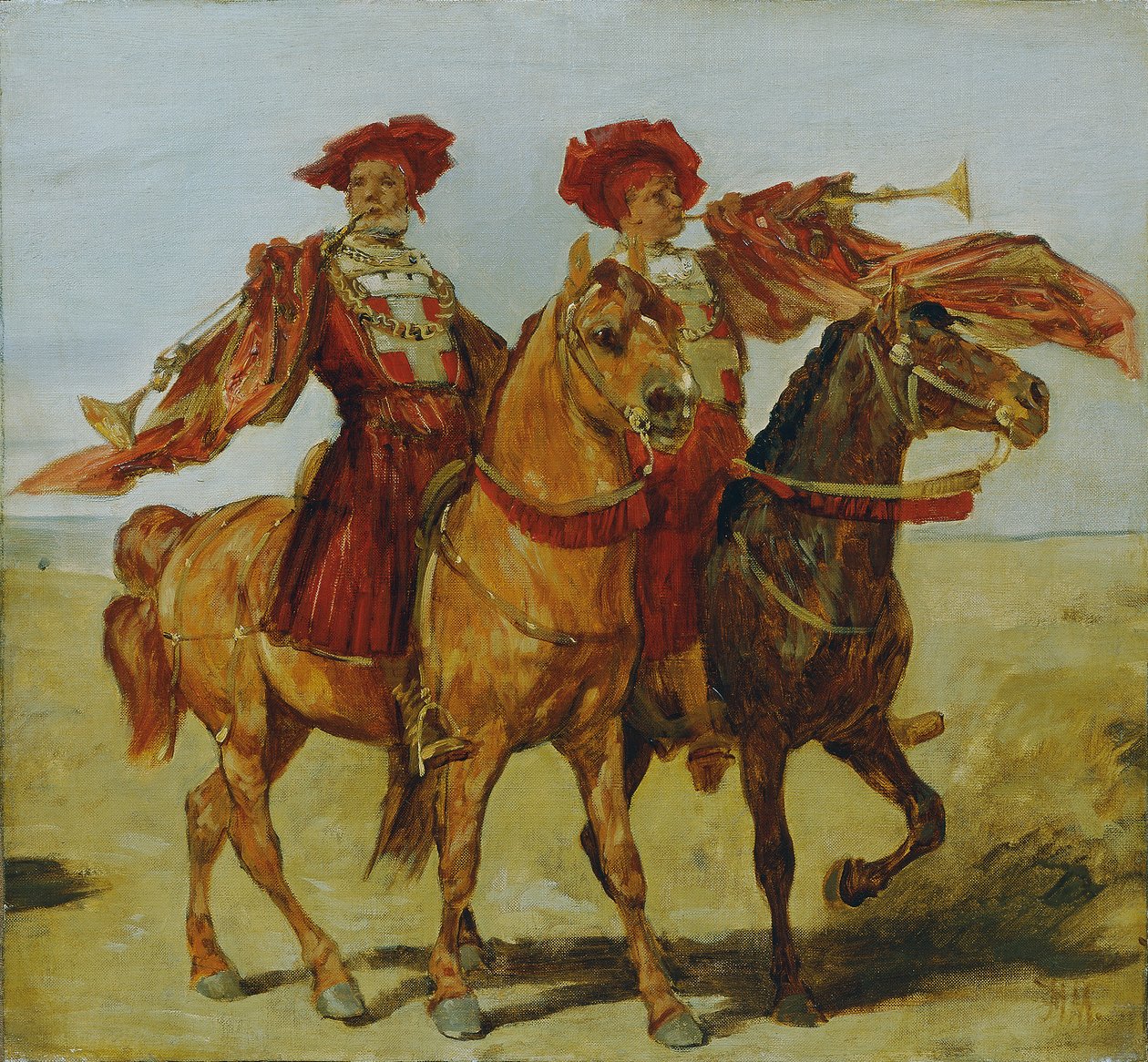 Két lovas fanfár lejátszó alkotó: Hans Makart