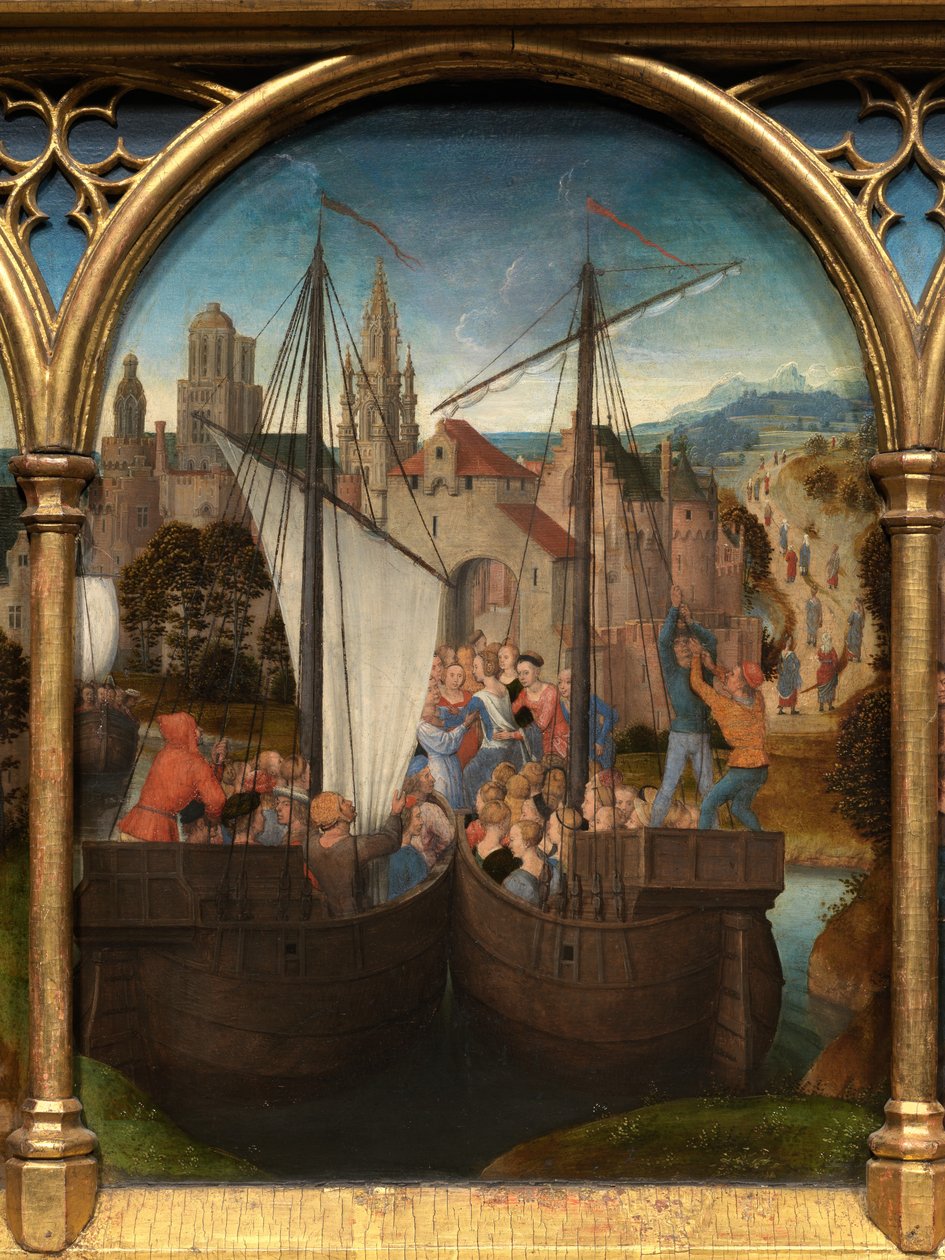 Szent Orsolya ereklyetartójának részlete alkotó: Hans Memling