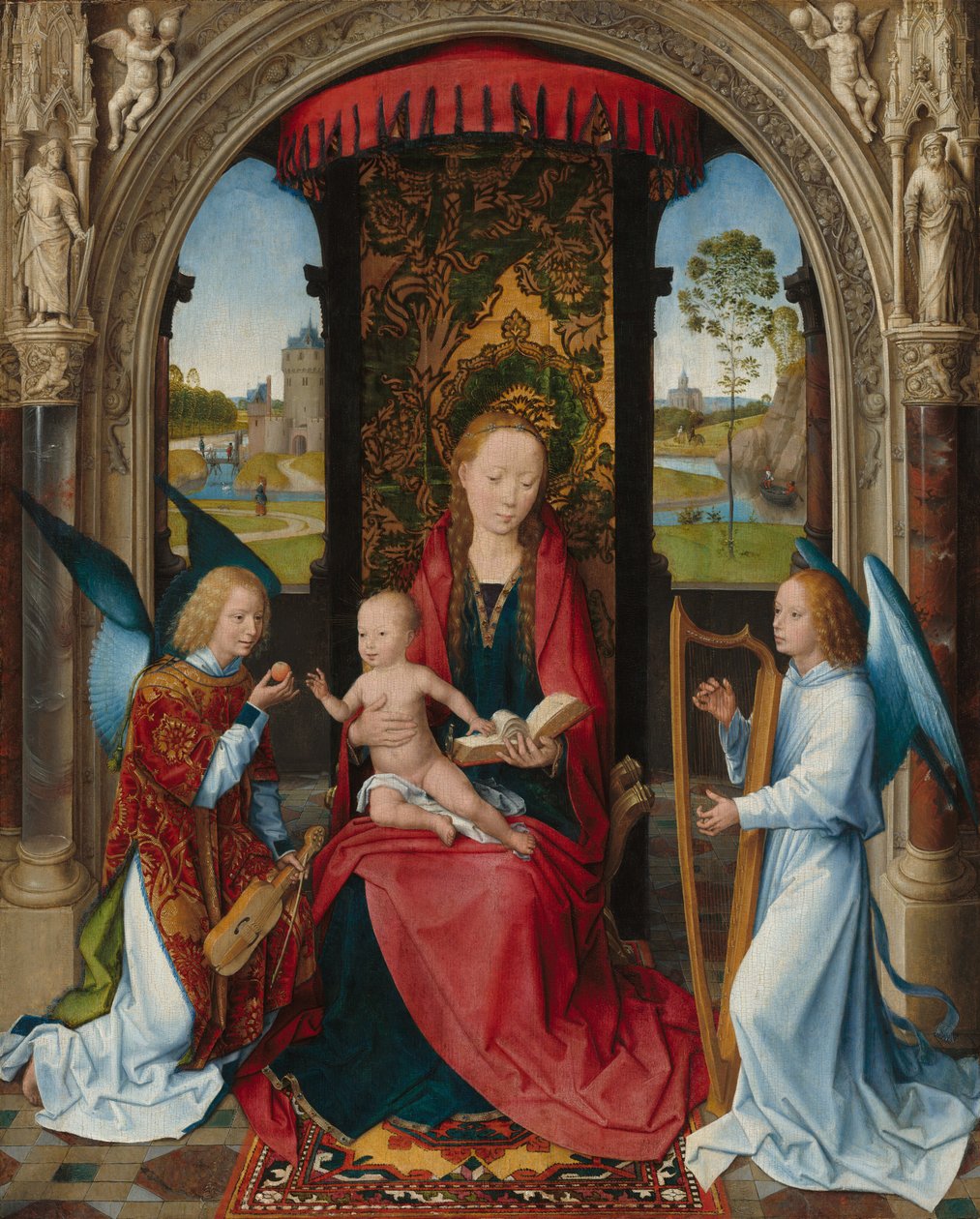 Madonna és gyermeke angyalokkal, 1479 után. alkotó: Hans Memling
