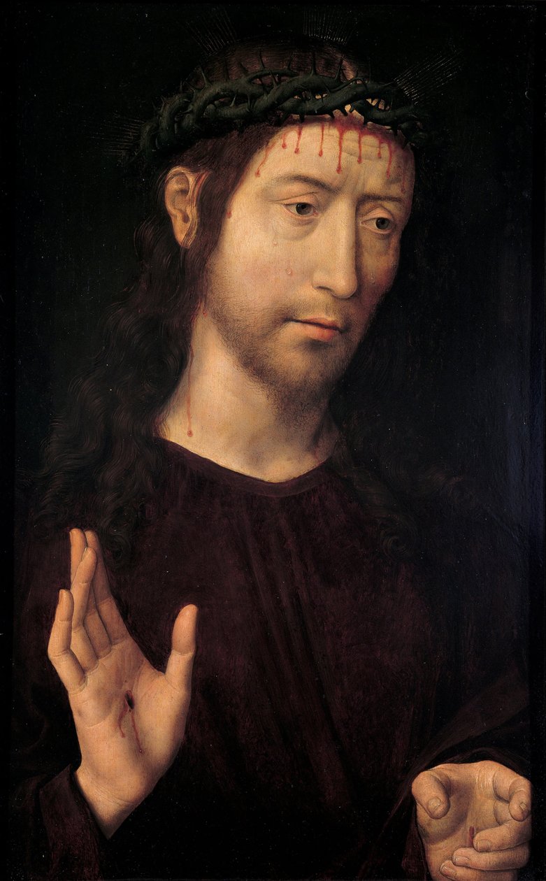 A fájdalmak embere áldás, 1480-1490 alkotó: Hans Memling