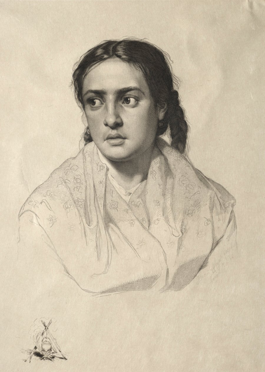Egy lány feje, 1870. alkotó: Hans Meyer