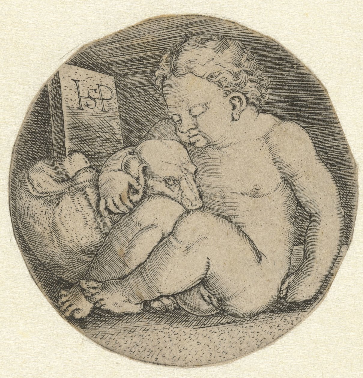 Meztelen lány kutyával alkotó: Hans Sebald Beham