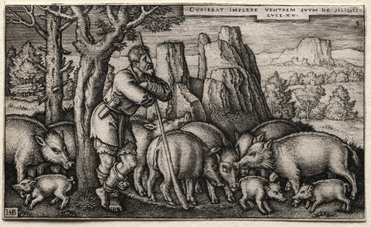 A tékozló fiú: Sertésgondozás. alkotó: Hans Sebald Beham
