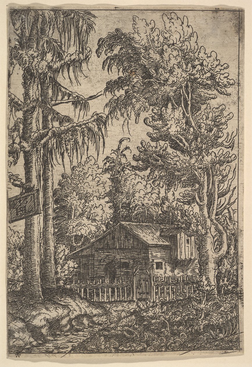 Kunyhó fák között, 1551. alkotó: Hans Sebald Lautensack