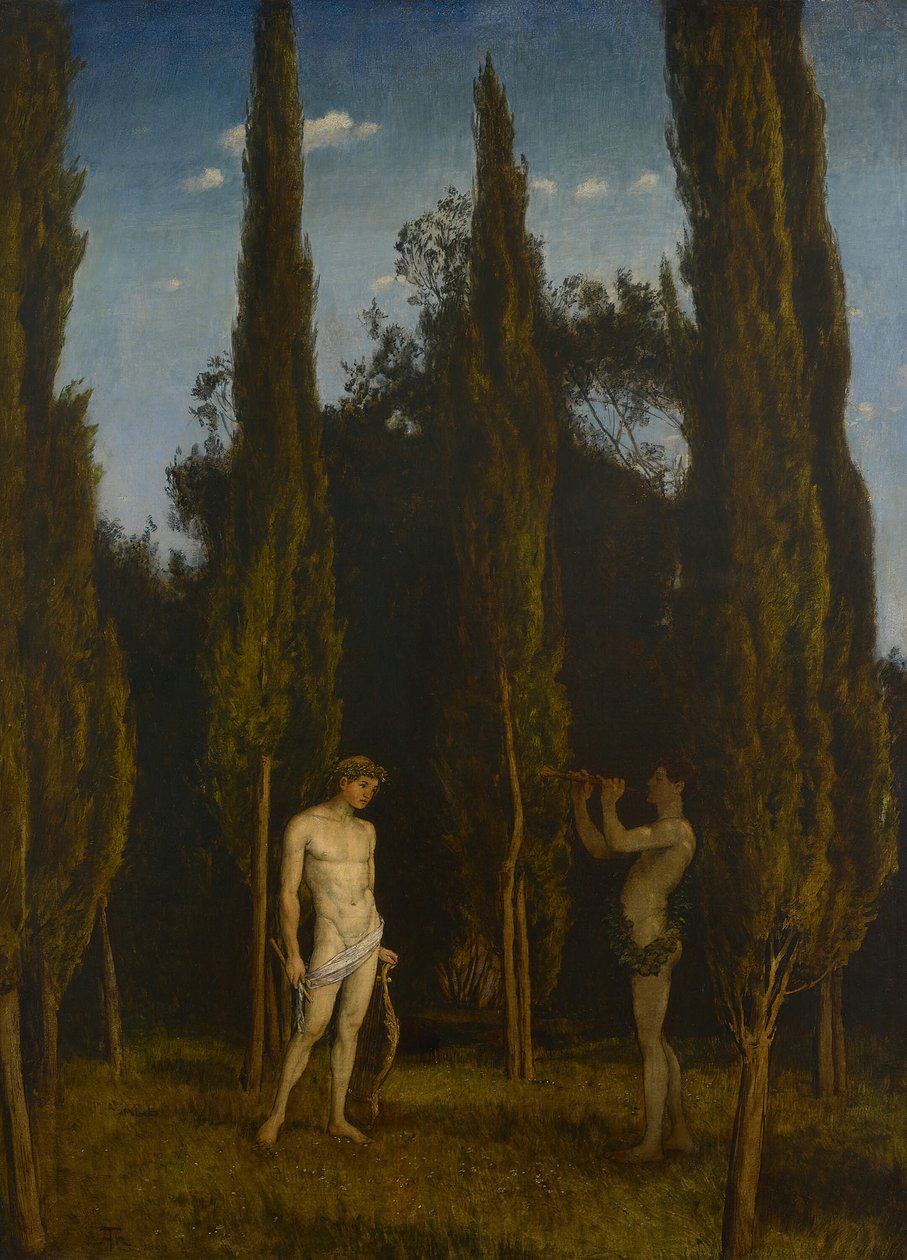 Apollo és Marsyas, alkotó: Hans Thoma