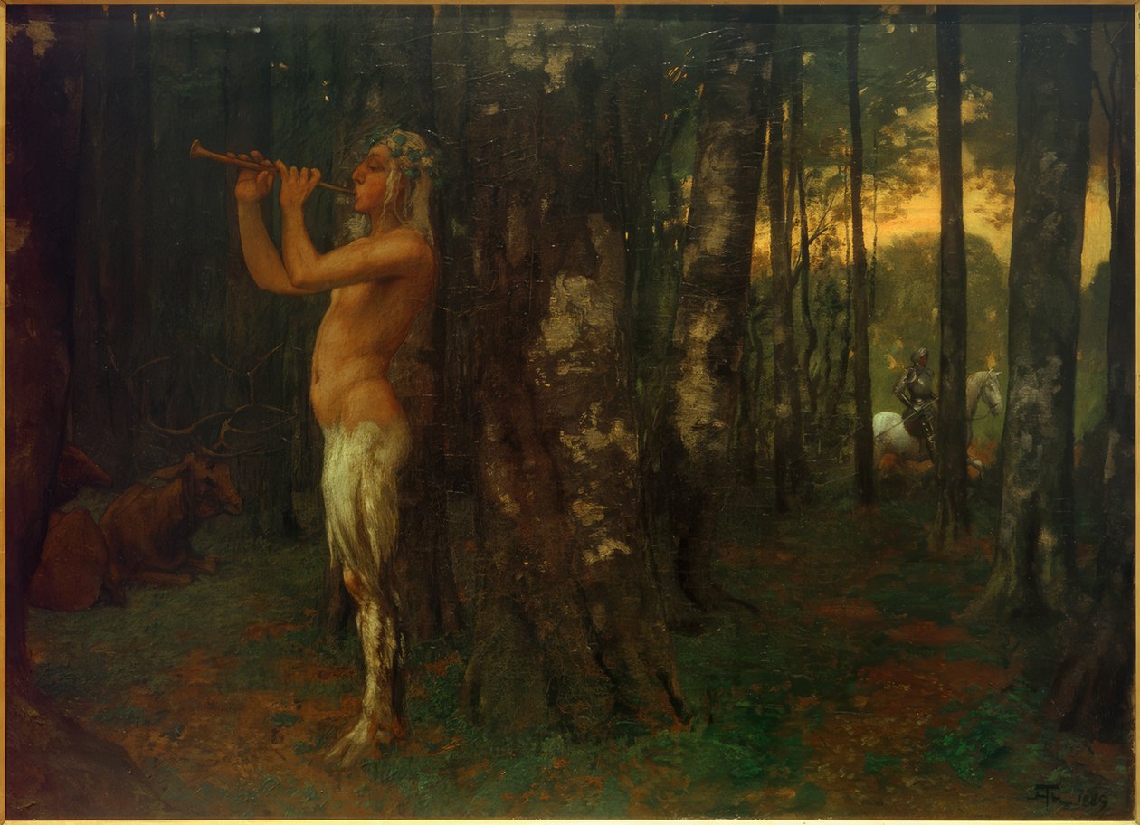 Alkonyat az erdőben alkotó: Hans Thoma