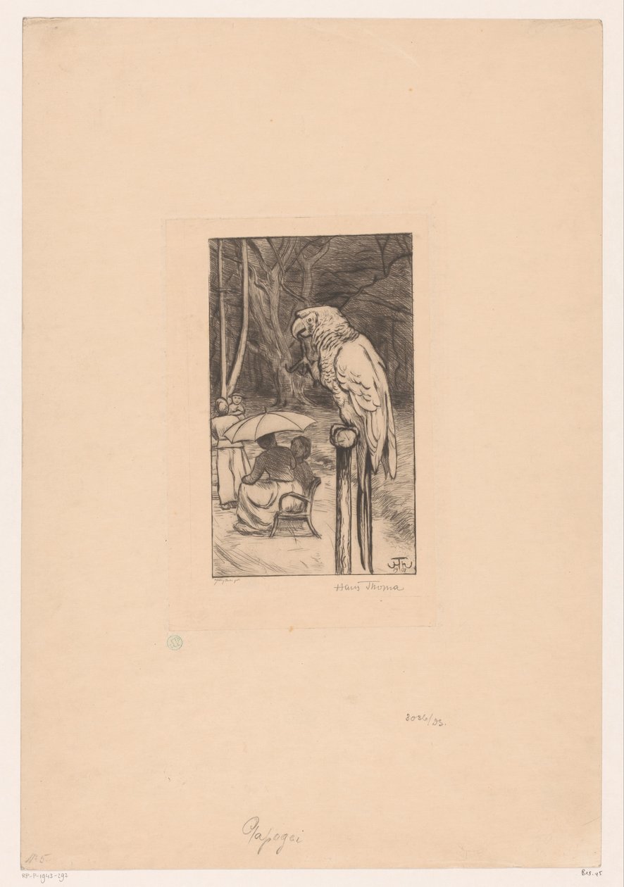 Papagáj és négy figura alkotó: Hans Thoma
