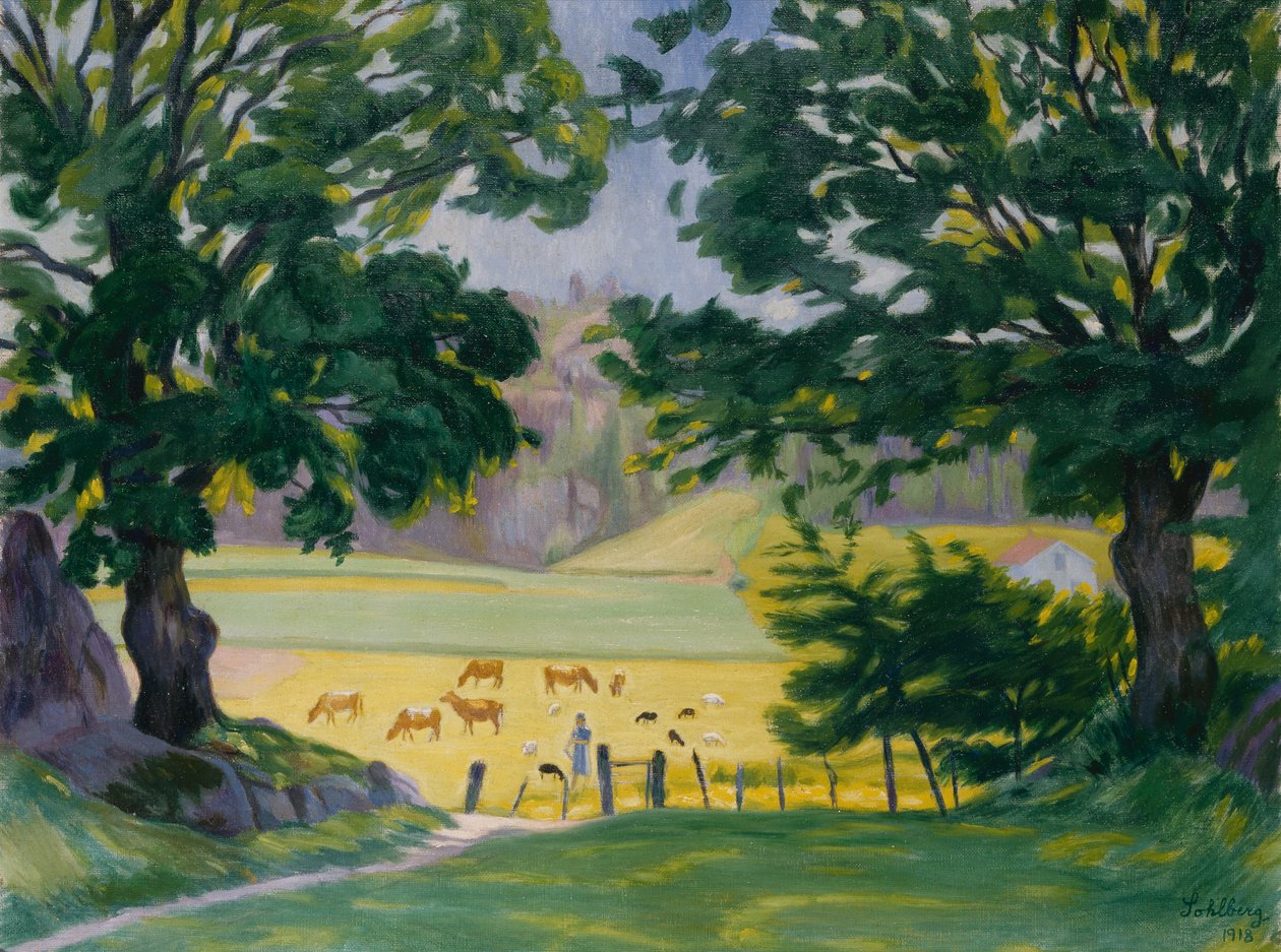 Sara őrzi a nyáját alkotó: Harald Oscar Sohlberg
