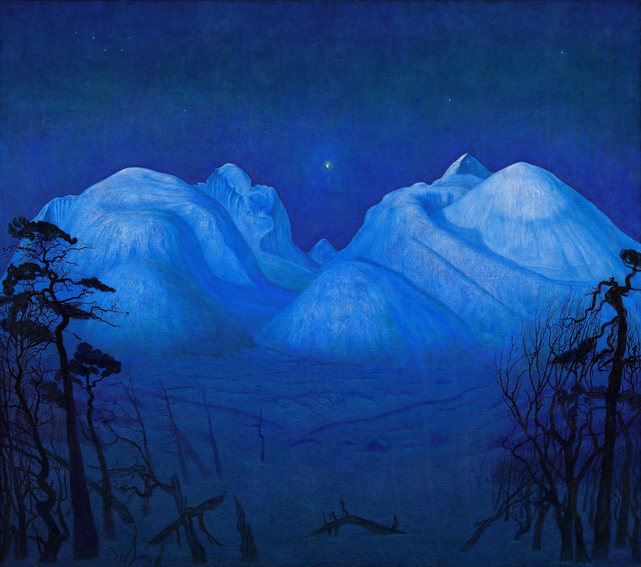 Téli éjszaka a hegyekben alkotó: Harald Oscar Sohlberg
