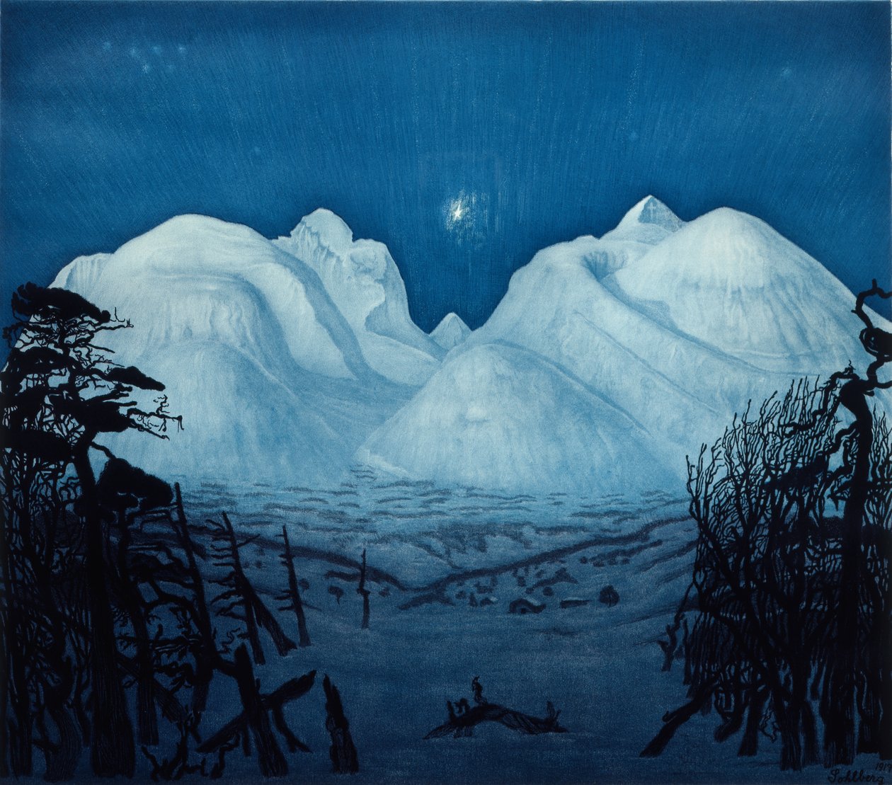 Téli éjszaka Rondane-ban alkotó: Harald Oscar Sohlberg
