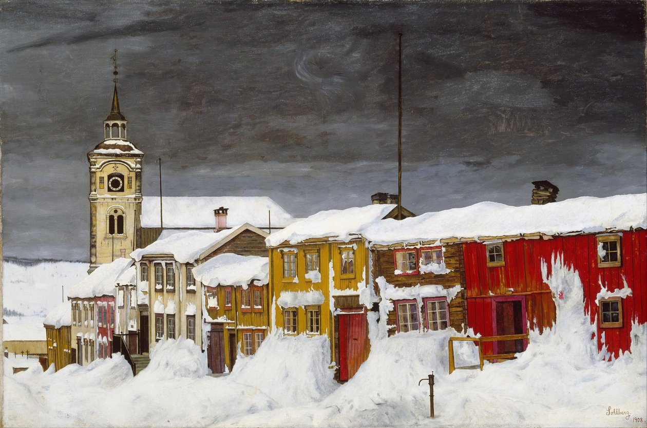 Røros utca télen alkotó: Harald Sohlberg