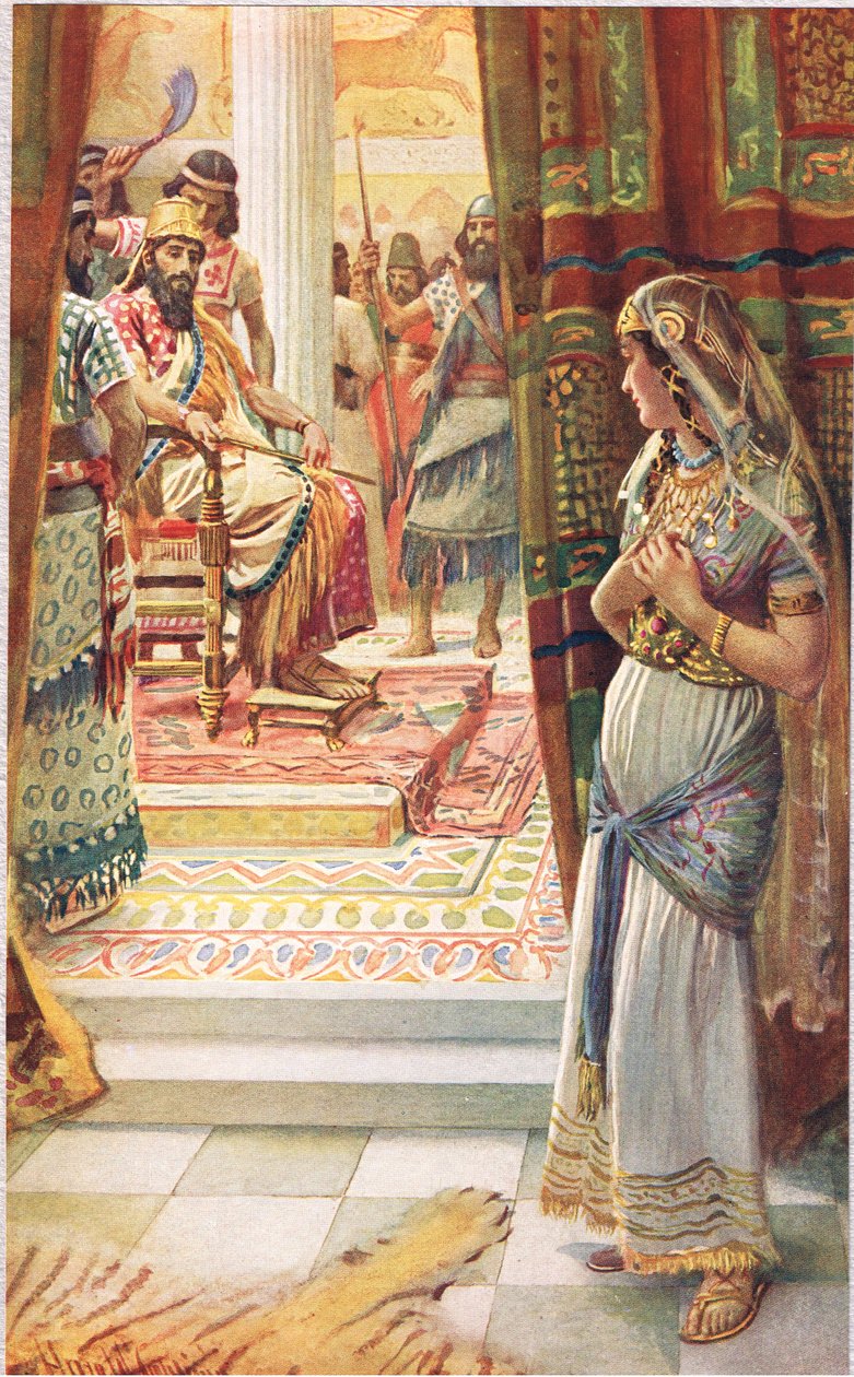 Eszter, illusztráció a „Women of the Bible” című könyvből, a The Religious Tract Society, 1927 alkotó: Harold Copping