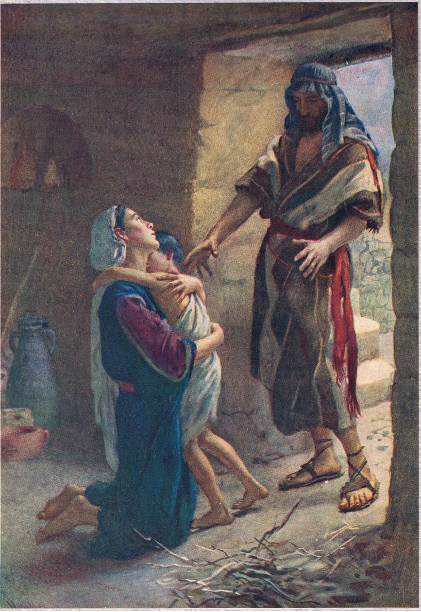 The Widow of Zarephath, illusztráció a „Women of the Bible” című könyvből, a The Religious Tract Society, 1927 alkotó: Harold Copping