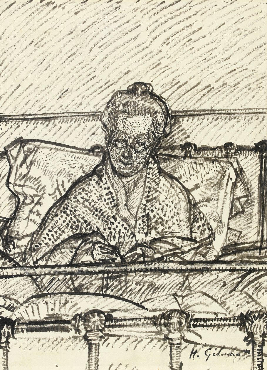Levélírás (a művész édesanyja), 1917 (nád toll és indiai tinta papíron) alkotó: Harold Gilman
