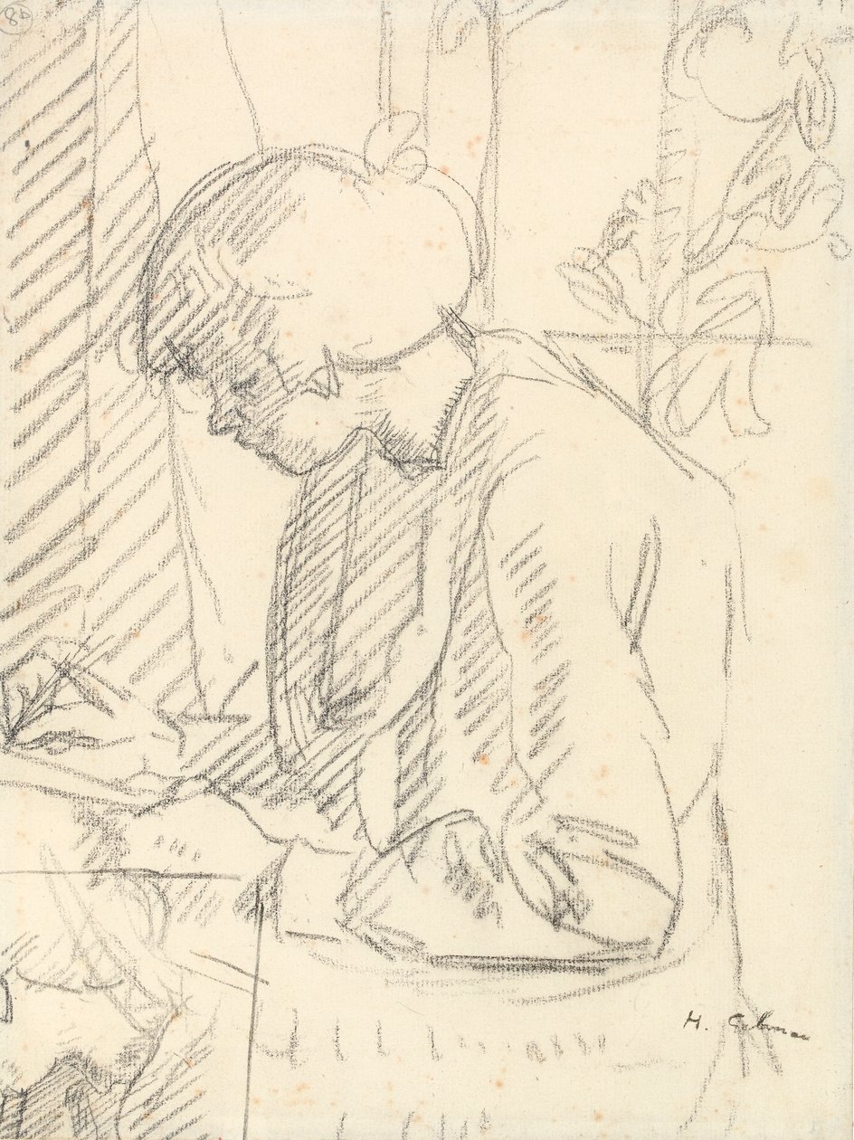 Egy lány ír (fekete kréta papíron) alkotó: Harold Gilman