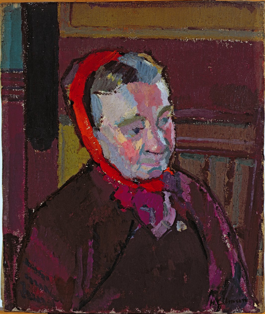 Mounter asszony portréja alkotó: Harold Gilman