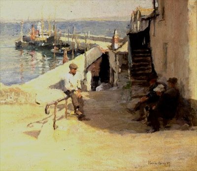 Newlyn utcai jelenet alkotó: Harold Harvey