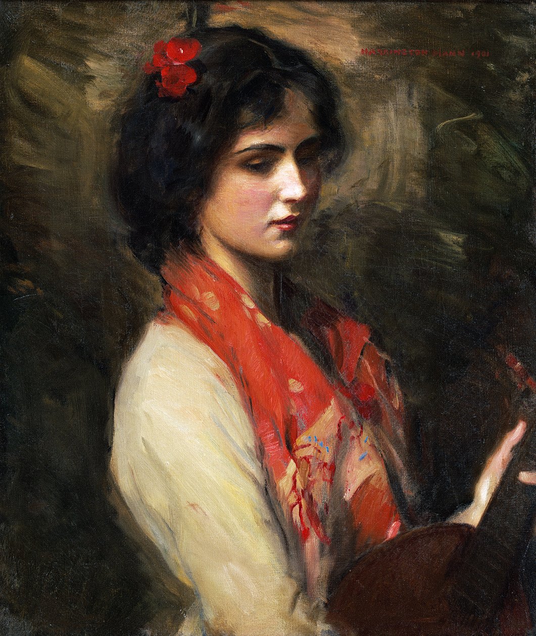 Fiatal nő mandolinnal alkotó: Harrington Mann