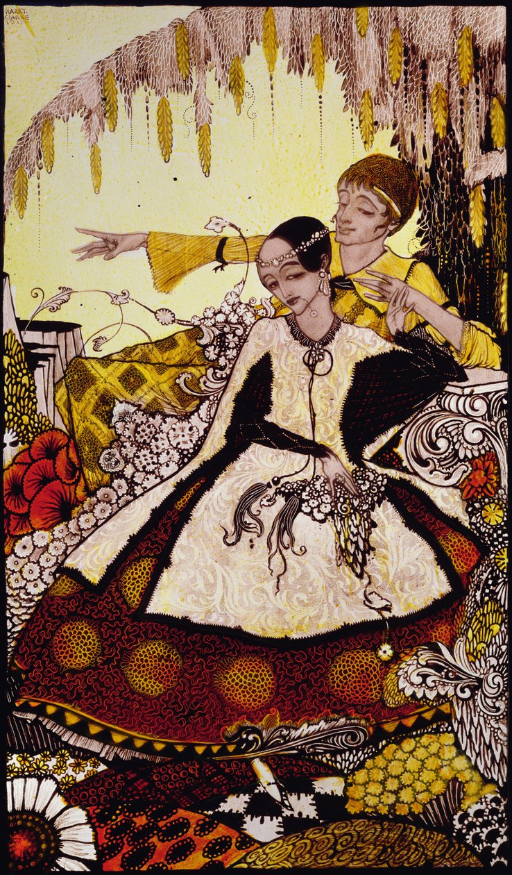 De ezek rohadtak, szóval te vagy az élők királynője, vagy Harry Clarke illusztrációja a Queensből, J. M. Synge alkotó: Harry Clarke