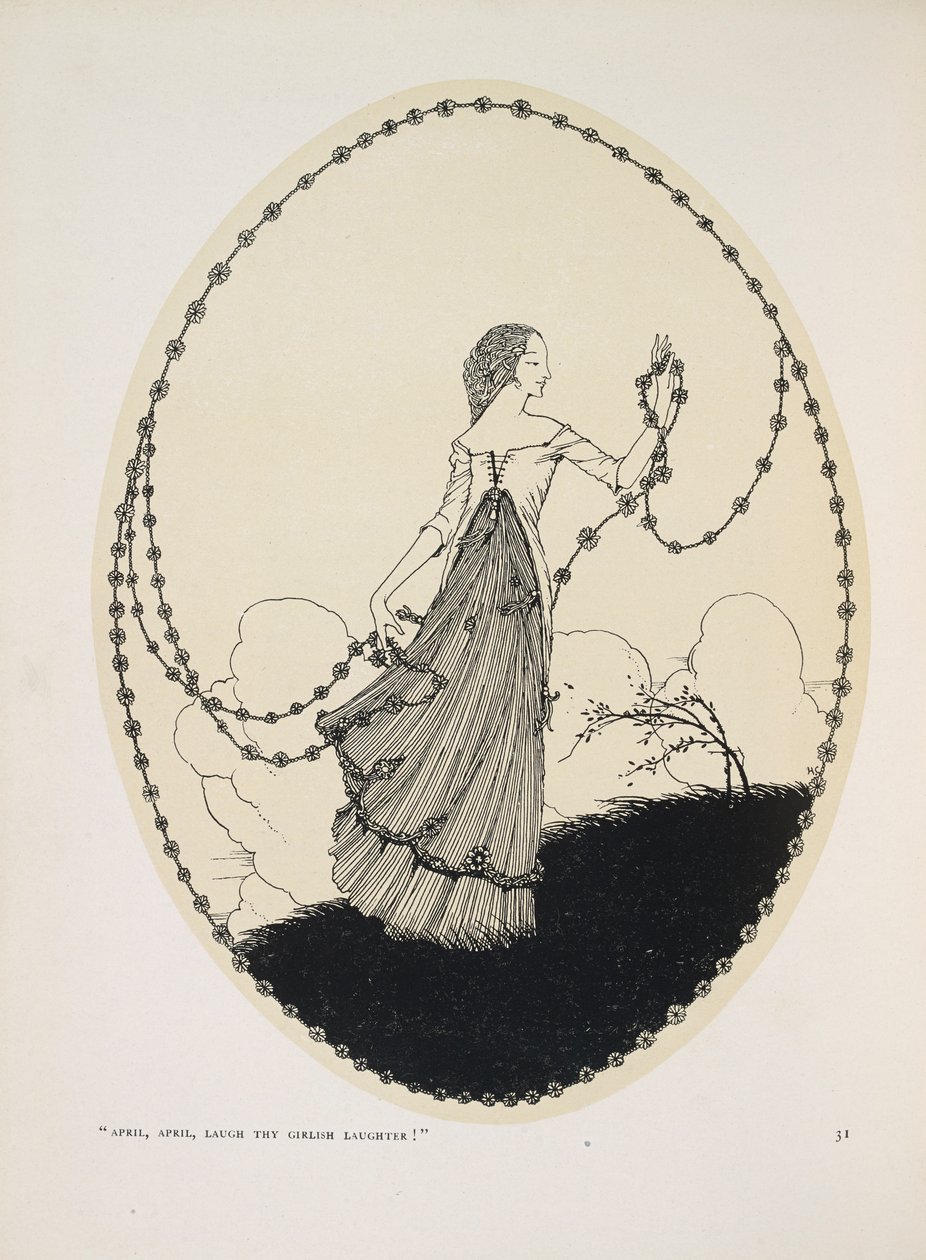 Április. "April, April, nevesd lányos nevetésedet!" alkotó: Harry Clarke