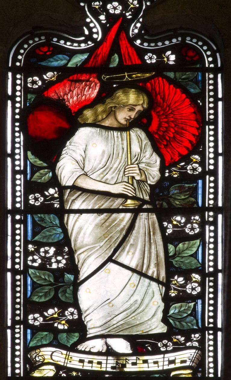 Zenés angyal, 1876 (ólomüveg) alkotó: Harry Ellis Wooldridge