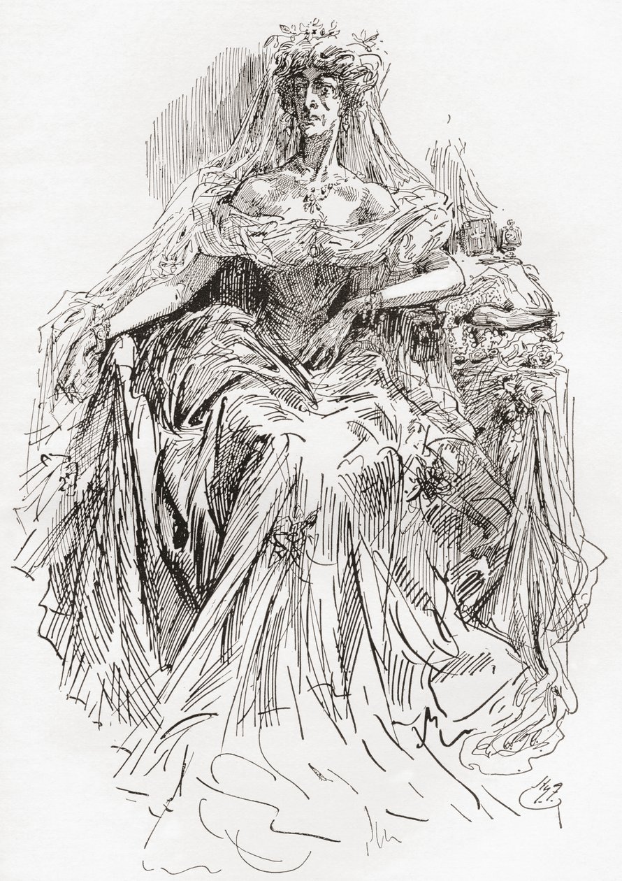 Miss Havisham (metszet) alkotó: Harry Furniss
