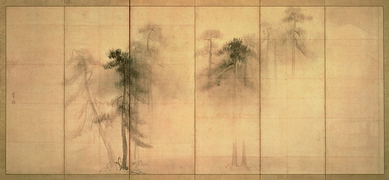 Fenyőerdő (tinta papíron) alkotó: Hasegawa Tohaku