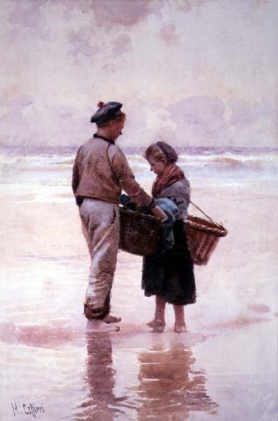 Breton halászgyerekek alkotó: Hector Caffieri