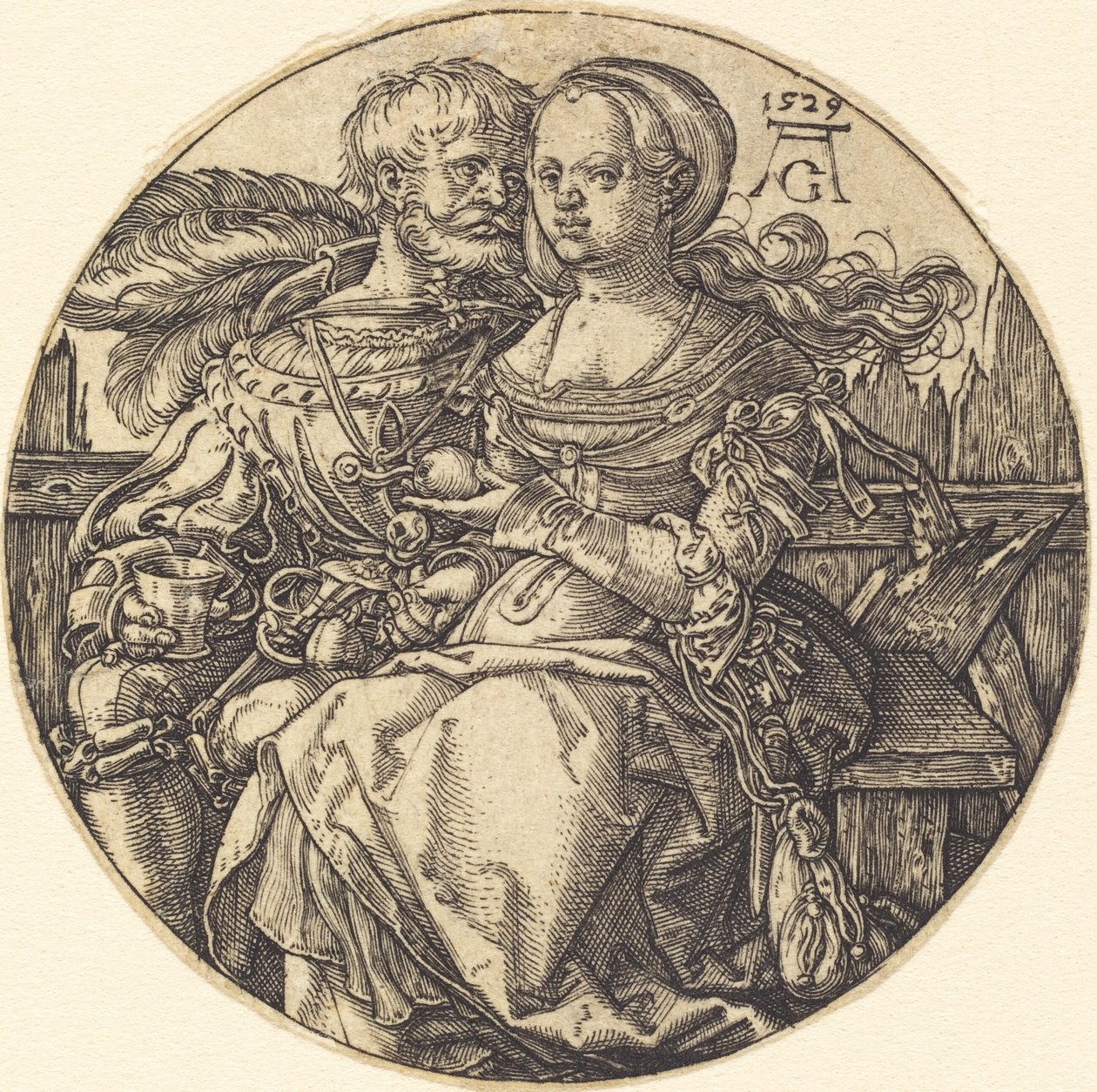 Egy pár szerelmes ül, 1529. alkotó: Heinrich Aldegrever