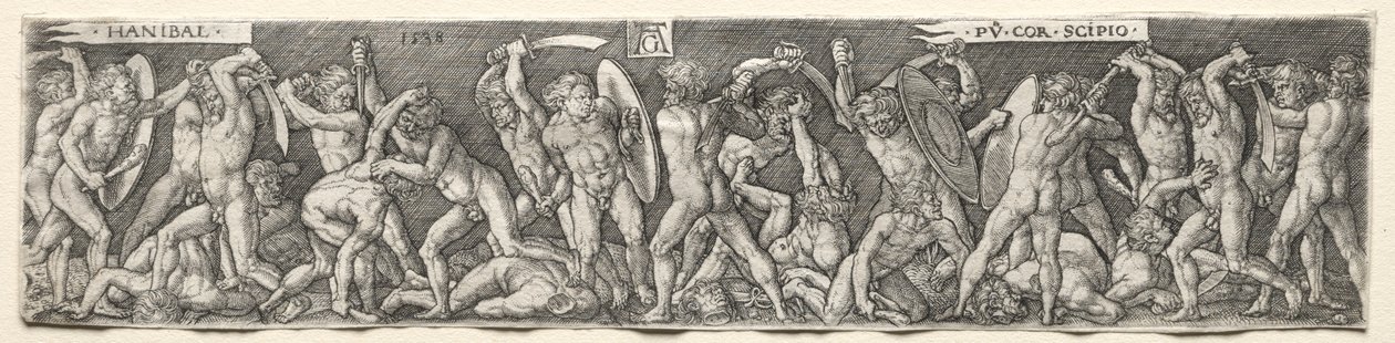 Hannibál harca Scipióval, 1538. alkotó: Heinrich Aldegrever