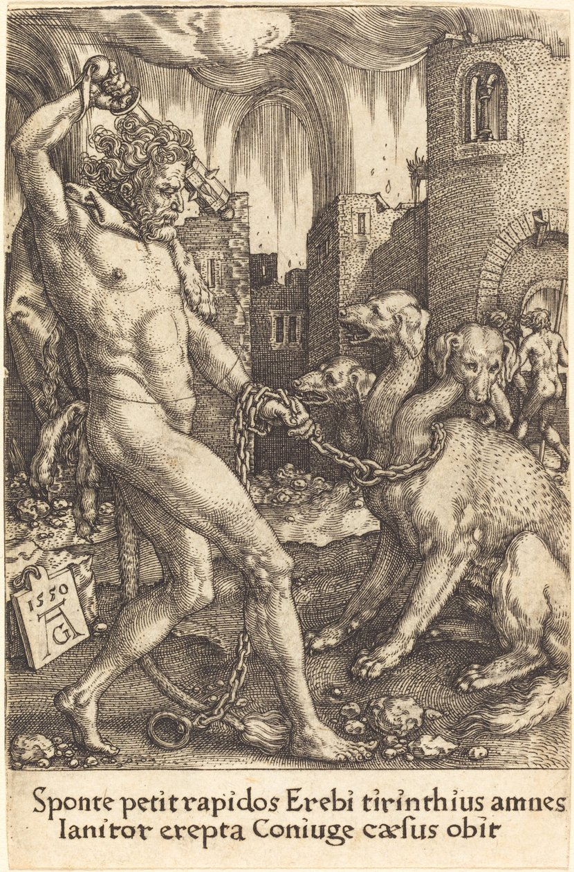 Herkules és Cerberus alkotó: Heinrich Aldegrever