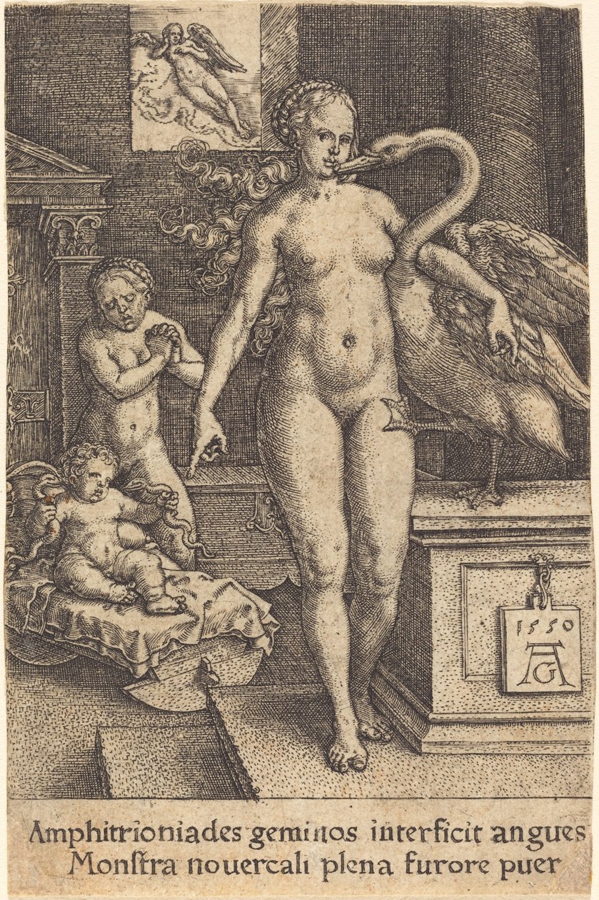 Herkules mint gyermek, 1550. alkotó: Heinrich Aldegrever
