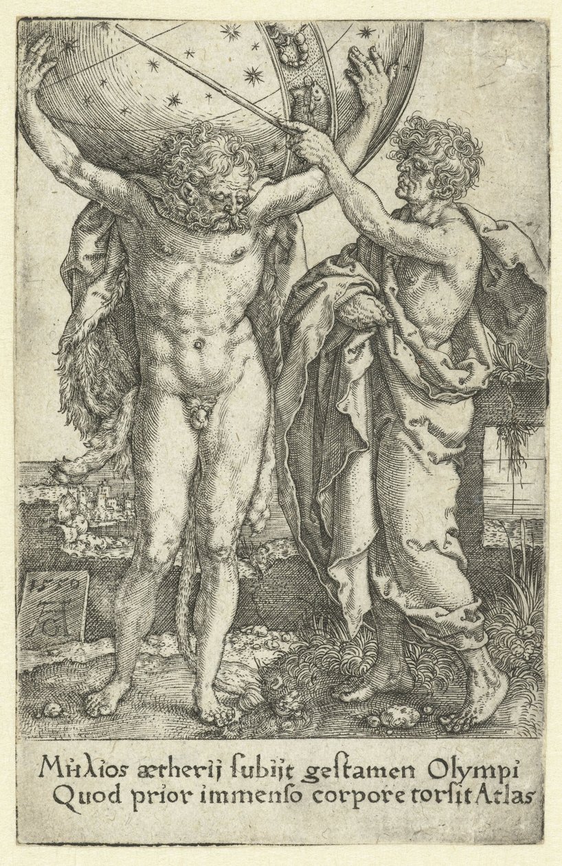 Herkules és Atlasz Hercules munkái (sorozat címe) alkotó: Heinrich Aldegrever