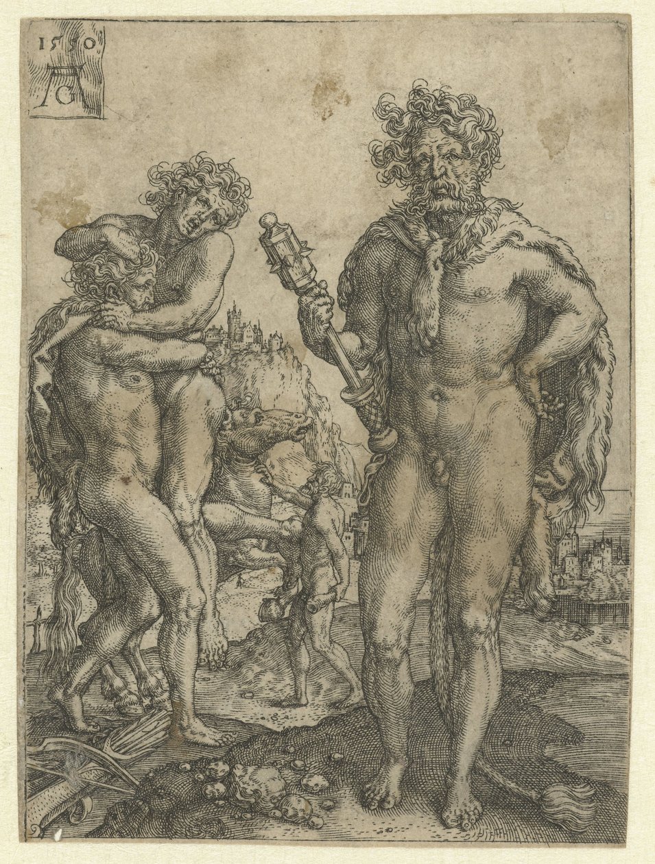 Herkules legyőzi Antaeust Hercules munkái (sorozat címe) alkotó: Heinrich Aldegrever