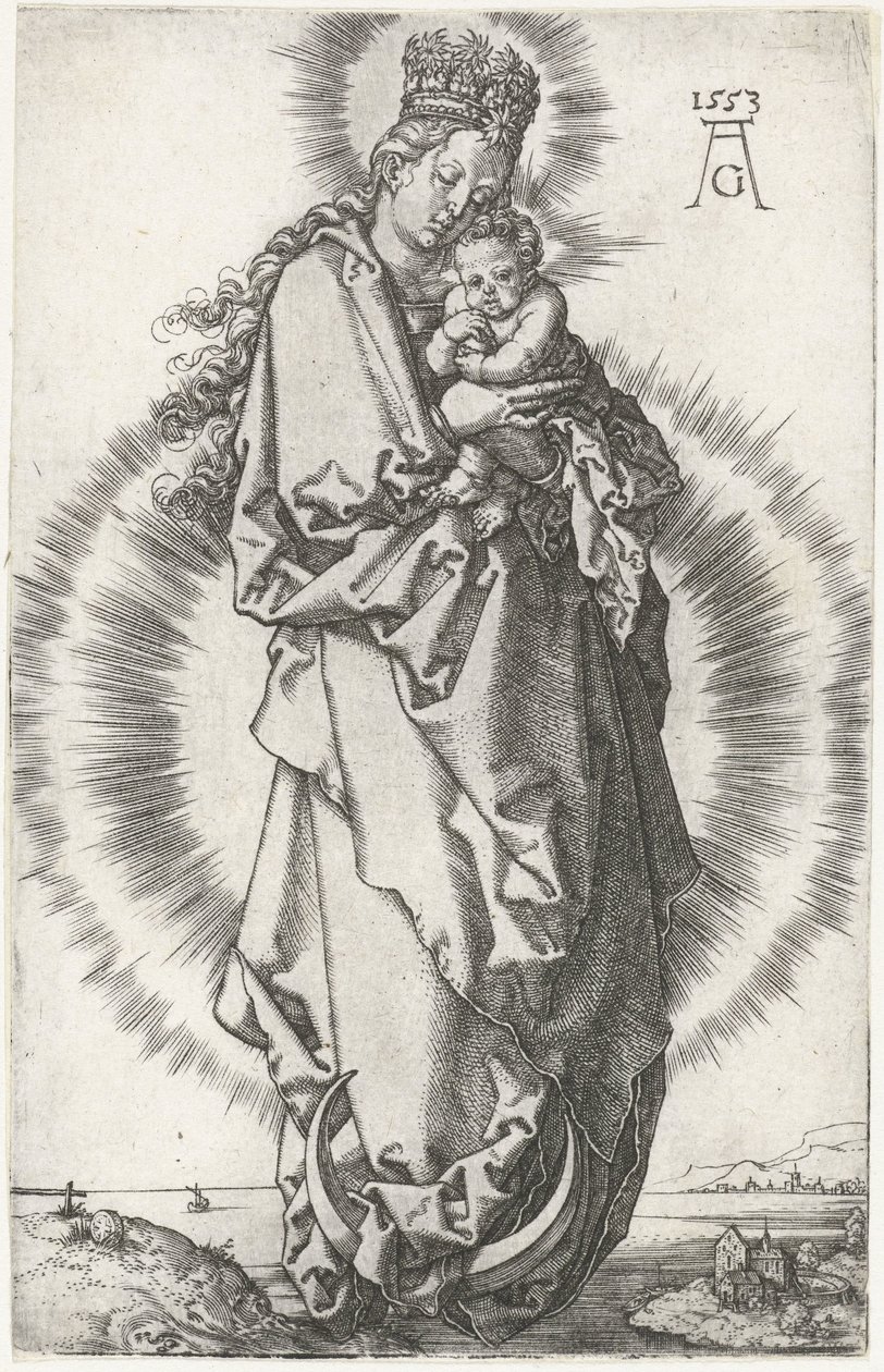 Madonna és gyermek a félholdon alkotó: Heinrich Aldegrever