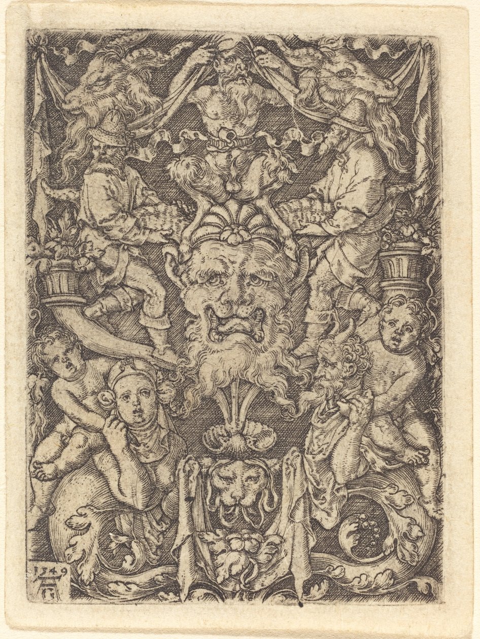 Dísz maszkkal, 1549. alkotó: Heinrich Aldegrever