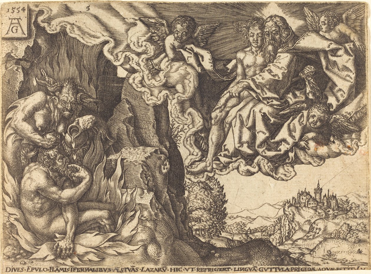 A gazdag ember a pokolban. alkotó: Heinrich Aldegrever