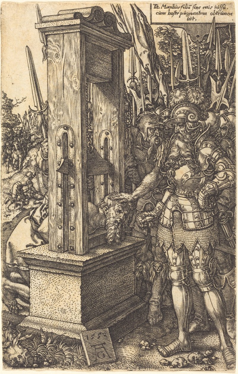 Titus Manlius lefejezi fiát, 1553. alkotó: Heinrich Aldegrever