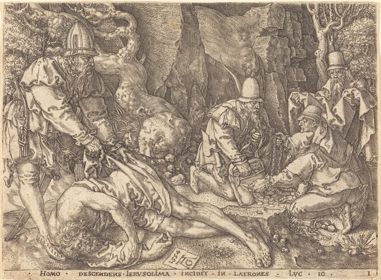 Utazó a tolvajok között, 1554. alkotó: Heinrich Aldegrever