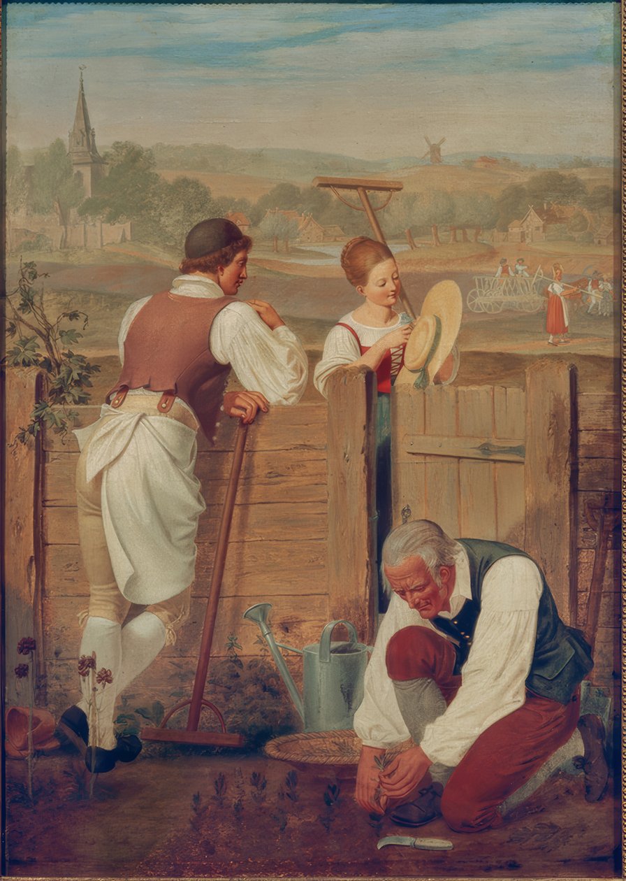 A kert kerítésénél alkotó: Heinrich Anton Dahling