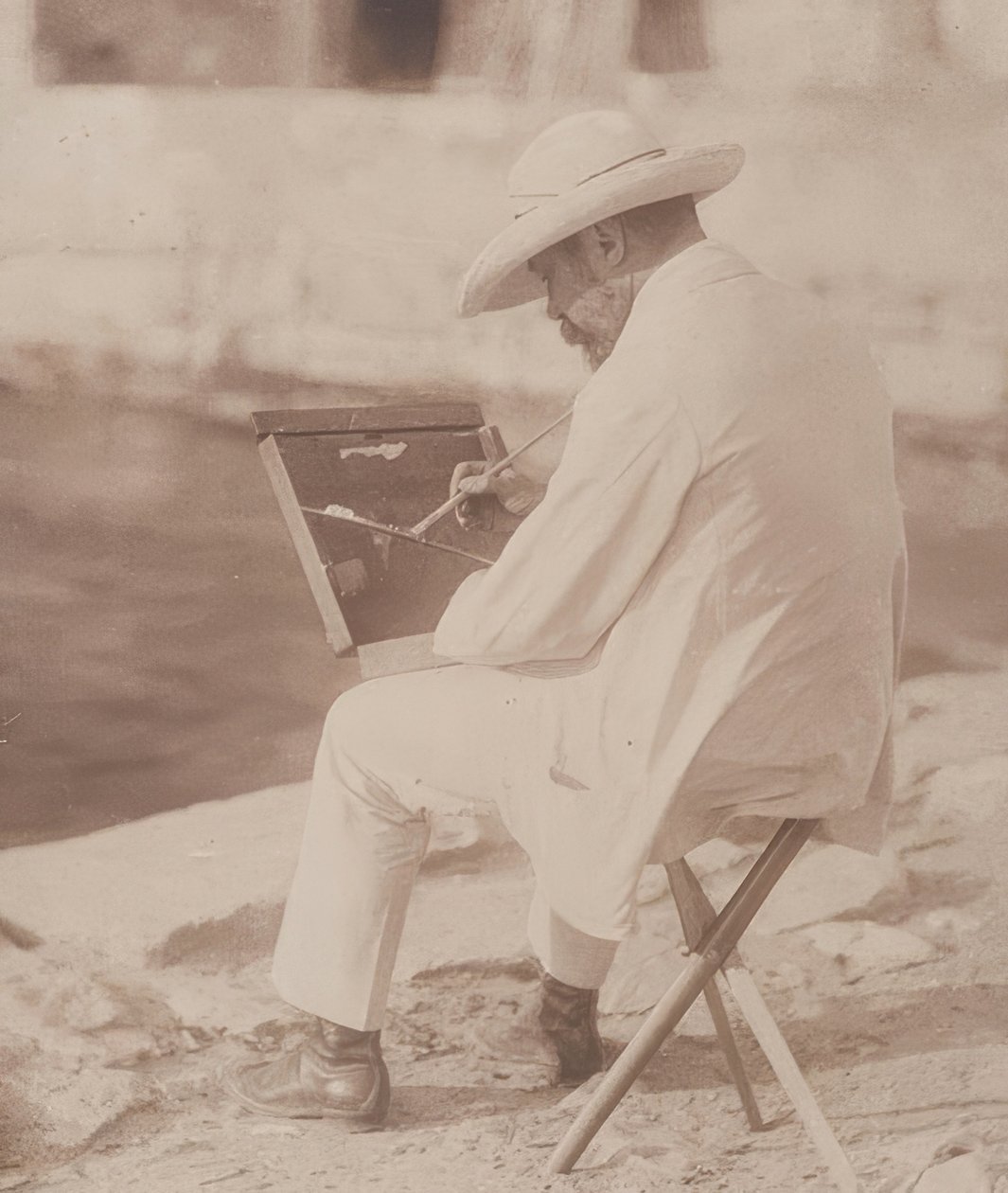 Strandfestő (valószínűleg Hugo Henneberg). 1906 alkotó: Heinrich Kuhn