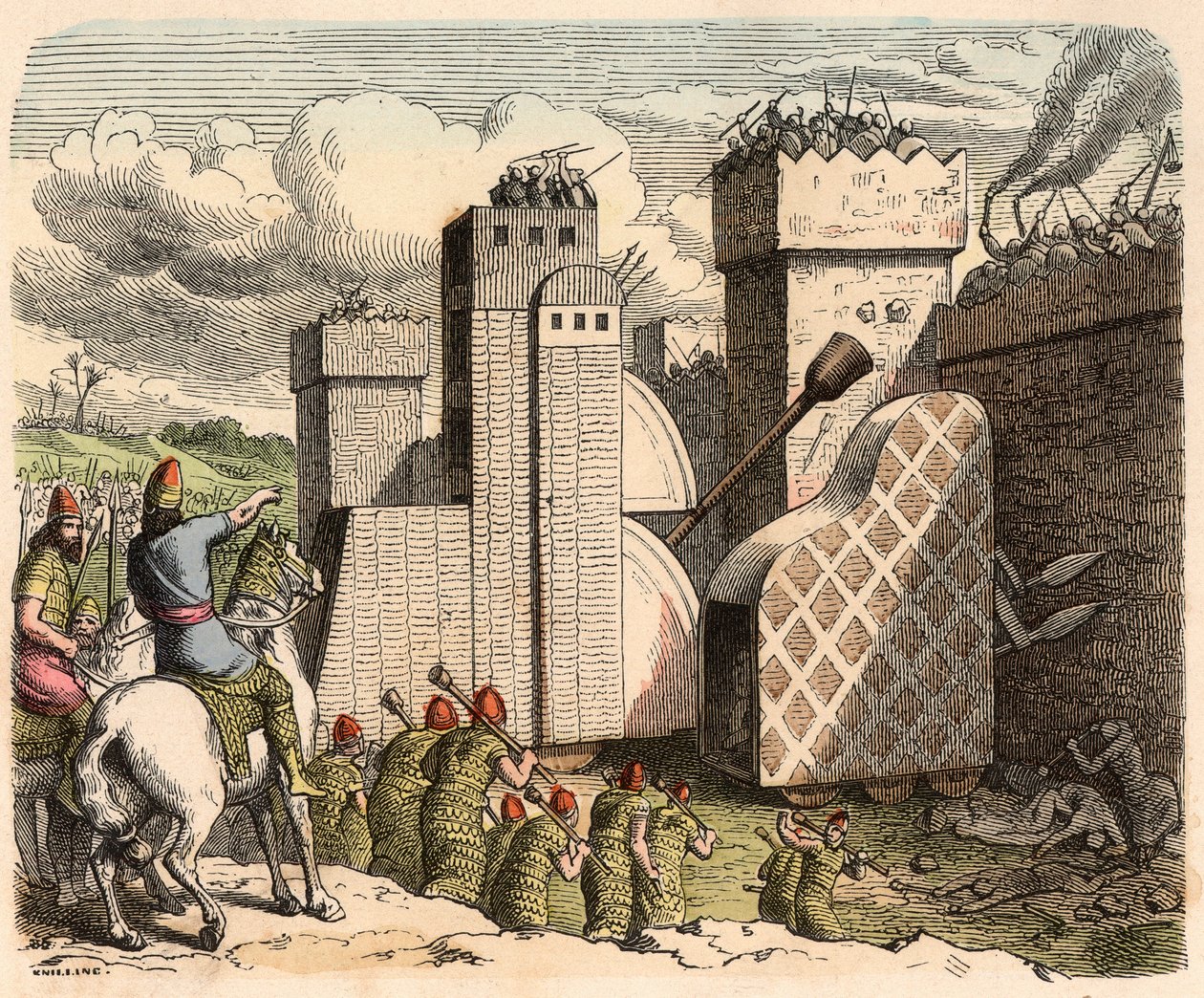 Mezopotámia, Asszíria: megrohan egy erődöt alkotó: Heinrich Leutemann