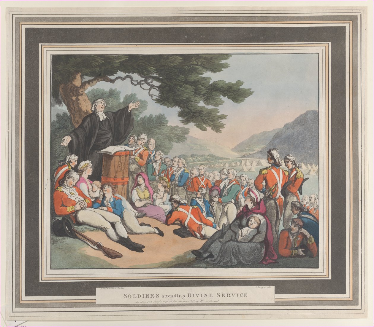 Istentiszteleten részt vevő katonák, 1798. augusztus 1. alkotó: Heinrich Schutz