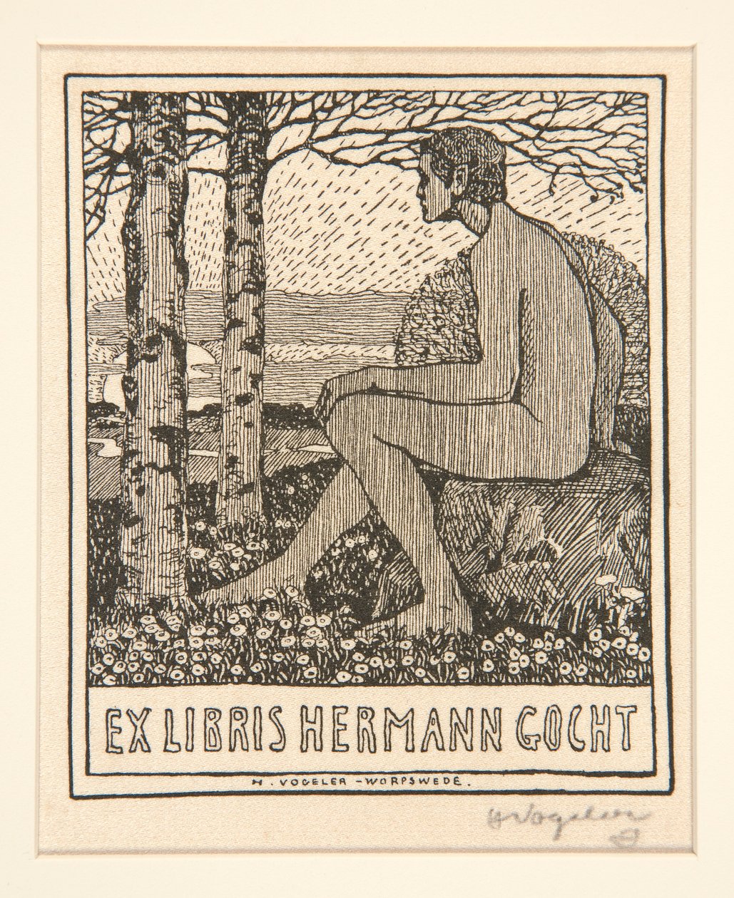 Könyvtábla: Ex Libris Hermann Gocht alkotó: Heinrich Vogeler